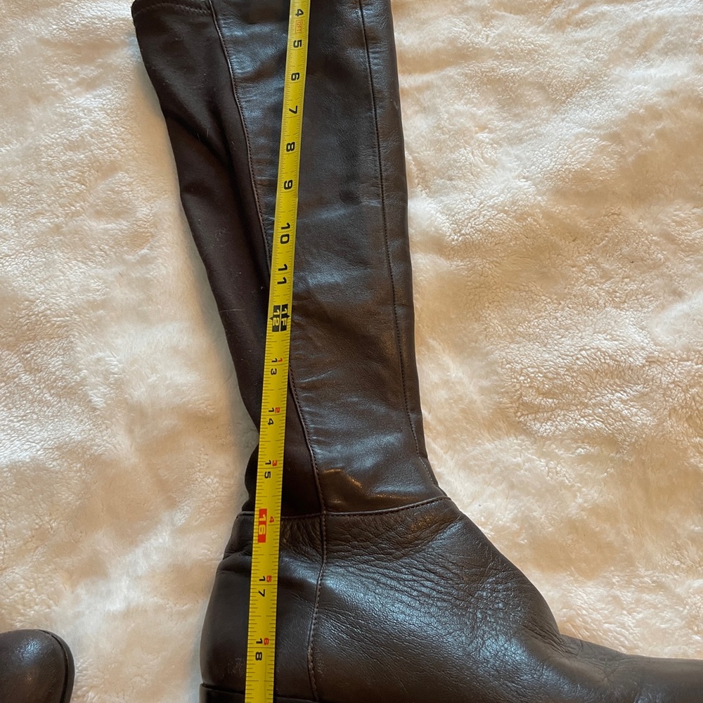 Michael Kors over the knee brown leather panel boots. Sz 6